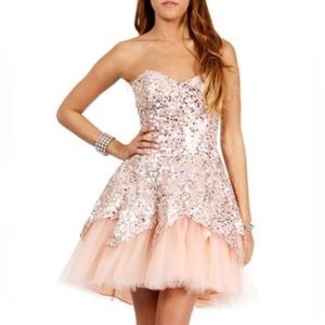 Debs Peach Tulle With Sequin Bodice Gown, Size 16